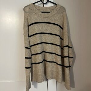 Aerie Beige and Black Striped Sweater